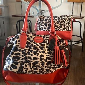 Coach Rory Ocelot Cheetah Bag and Matching Wallet/Clutch